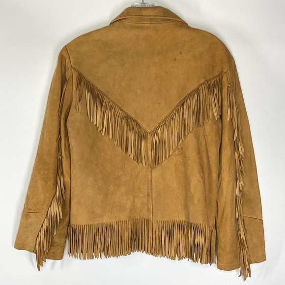 Vintage The Put On Shop Sears Roebuck, Co Fringe Cowgirl Leather Brown Jacket - Picture 2 of 12